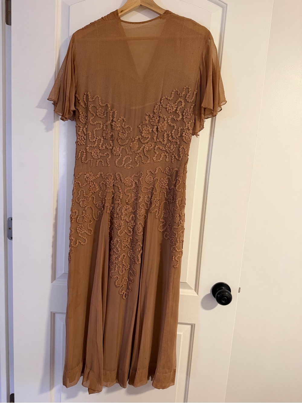 Elegant Brown Vintage Midi Dress